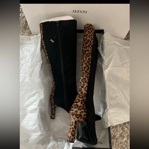 New Alfani Genuine leather tall black suede leather boots, 8 1/2